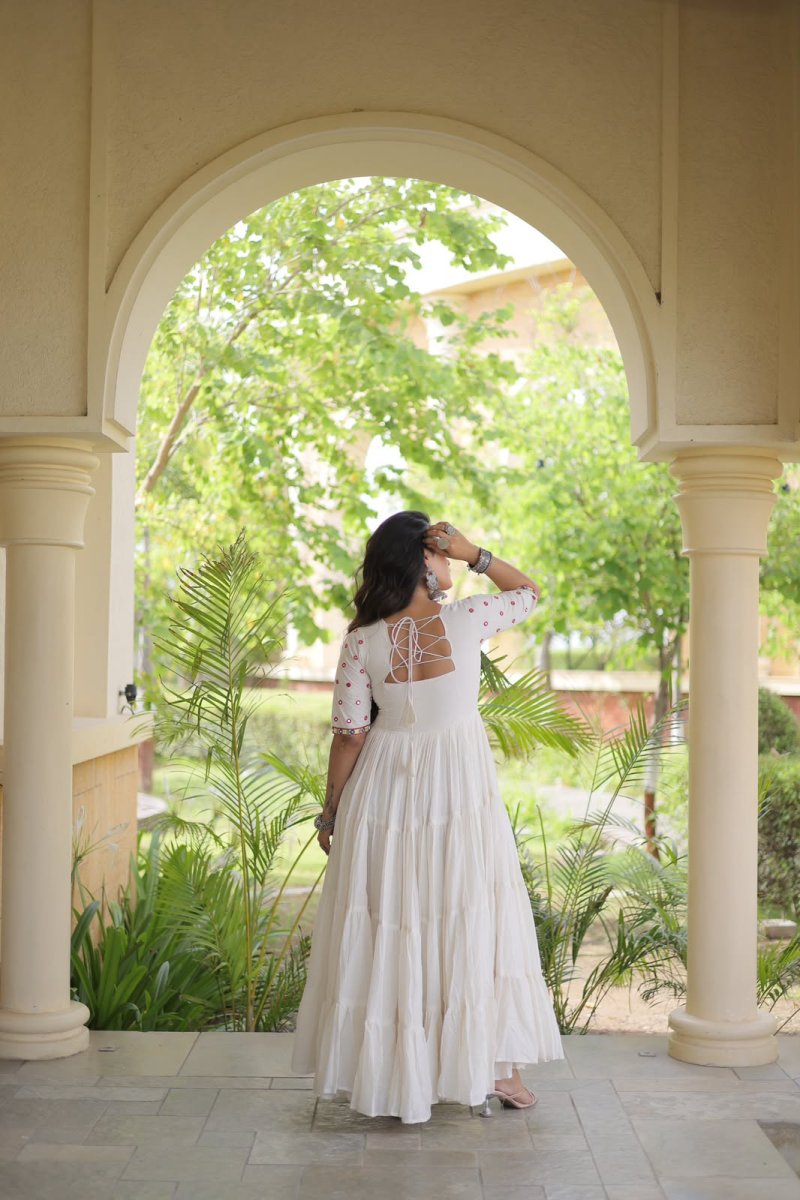 Lw 9346 Cotton With Multi Thread Embroidered Navratri Gown